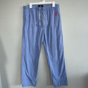 Psycho Bunny Skull Logo Men’s Sz XL Pajama Lounge Pants 100% Cotton Poplin
